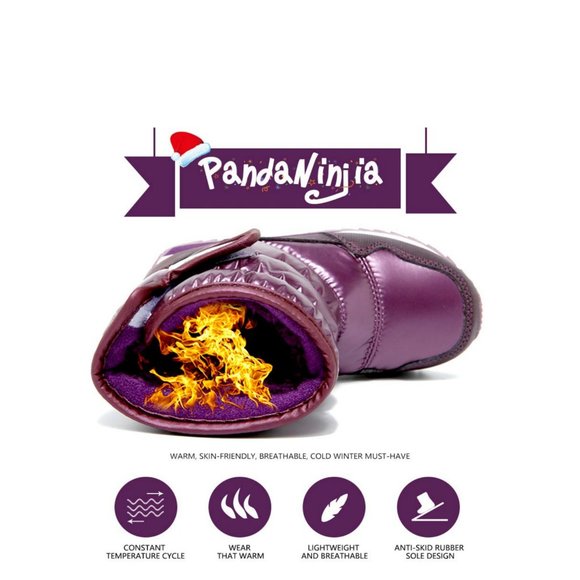 Vecjunia Unisex Kids Winter Snow Boots Anti-Slip - Picture 5 of 7